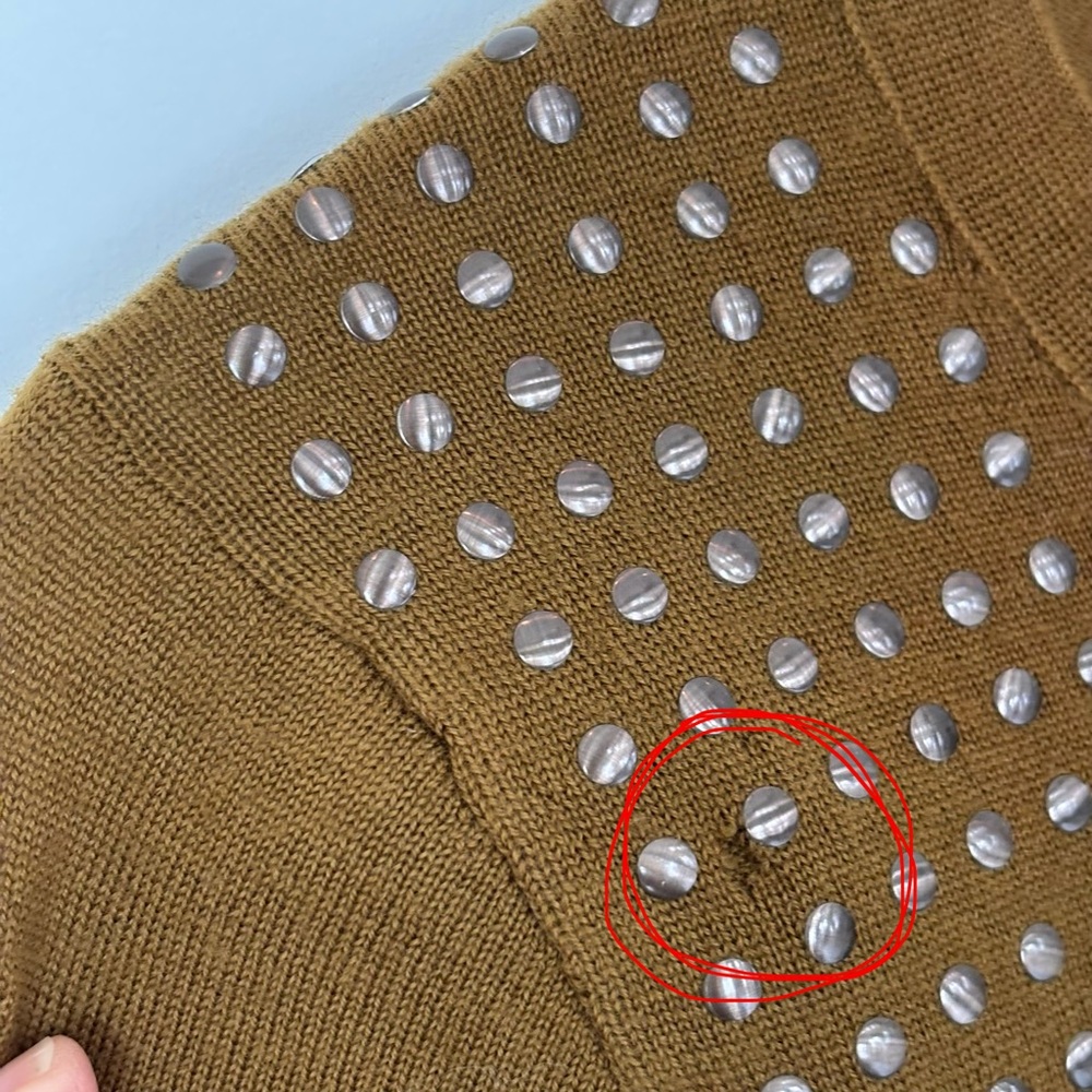 J. Crew Women's Studded Button-Up Wool Cardigan in Caramel Brown Size Small - Picture 8 of 10